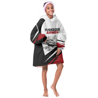 Personalized Tuskegee Airmen Kid Wearable Blanket Hoodie Red Tails P-51 Mustang WWII Aviation Never Quit