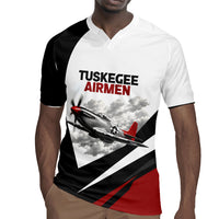 Personalized Tuskegee Airmen Rugby Jersey Red Tails P-51 Mustang WWII Aviation Never Quit