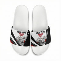 Personalized Tuskegee Airmen Slide Sandals Red Tails P-51 Mustang WWII Aviation Never Quit