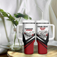 Personalized Tuskegee Airmen Tumbler With Handle Red Tails P-51 Mustang WWII Aviation Never Quit