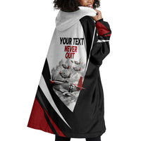 Personalized Tuskegee Airmen Wearable Blanket Hoodie Red Tails P-51 Mustang WWII Aviation Never Quit