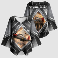 Personalized Tuskegee Airmen Kimono Sleeve Blouse Vintage WWII Aviation History Graphic Art