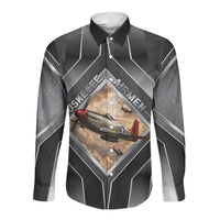 Personalized Tuskegee Airmen Long Sleeve Button Shirt Vintage WWII Aviation History Graphic Art