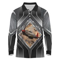 Personalized Tuskegee Airmen Long Sleeve Polo Shirt Vintage WWII Aviation History Graphic Art
