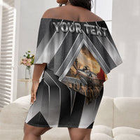 Personalized Tuskegee Airmen Off Shoulder Short Dress Vintage WWII Aviation History Graphic Art