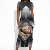Personalized Tuskegee Airmen Short Sleeve Bodycon Dress Vintage WWII Aviation History Graphic Art