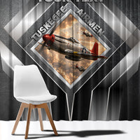 Personalized Tuskegee Airmen Window Curtain Vintage WWII Aviation History Graphic Art