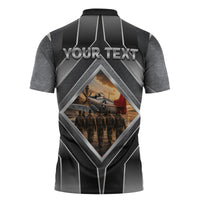 Personalized Tuskegee Airmen Zipper Polo Shirt Vintage WWII Aviation History Graphic Art