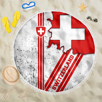 Switzerland Flag Beach Blanket Swiss Map Red-White Distressed - Wonder Print Shop