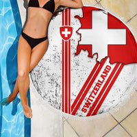 Switzerland Flag Beach Blanket Swiss Map Red-White Distressed - Wonder Print Shop