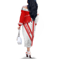 Switzerland Flag Family Matching Off The Shoulder Long Sleeve Dress and Hawaiian Shirt Swiss Map Red-White Distressed - Wonder Print Shop