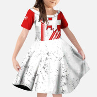 Switzerland Flag Family Matching Off Shoulder Maxi Dress and Hawaiian Shirt Swiss Map Red-White Distressed - Wonder Print Shop