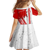 Switzerland Flag Family Matching Off Shoulder Maxi Dress and Hawaiian Shirt Swiss Map Red-White Distressed - Wonder Print Shop