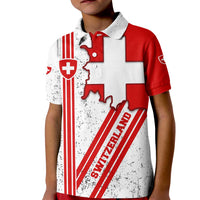 Switzerland Flag Kid Polo Shirt Swiss Map Red-White Distressed - Wonder Print Shop