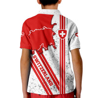 Switzerland Flag Kid Polo Shirt Swiss Map Red-White Distressed - Wonder Print Shop