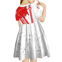 Switzerland Flag Kid Short Sleeve Dress Swiss Map Red-White Distressed - Wonder Print Shop