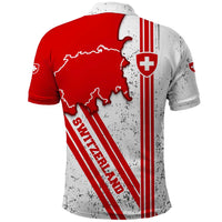 Switzerland Flag Polo Shirt Swiss Map Red-White Distressed - Wonder Print Shop
