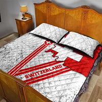 Switzerland Flag Quilt Bed Set Swiss Map Red-White Distressed - Wonder Print Shop