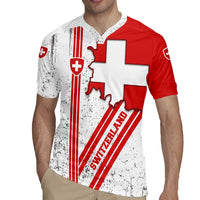 Switzerland Flag Rugby Jersey Swiss Map Red-White Distressed - Wonder Print Shop