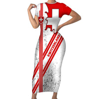 Switzerland Flag Short Sleeve Bodycon Dress Swiss Map Red-White Distressed - Wonder Print Shop