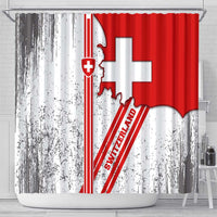 Switzerland Flag Shower Curtain Swiss Map Red-White Distressed - Wonder Print Shop