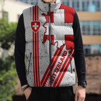 Switzerland Flag Sleeveless Puffer Jacket Swiss Map Red-White Distressed - Wonder Print Shop