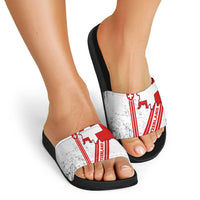 Switzerland Flag Slide Sandals Swiss Map Red-White Distressed - Wonder Print Shop