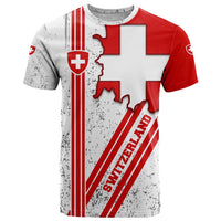 Switzerland Flag T Shirt Swiss Map Red-White Distressed - Wonder Print Shop