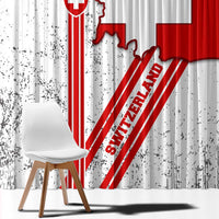 Switzerland Flag Window Curtain Swiss Map Red-White Distressed - Wonder Print Shop