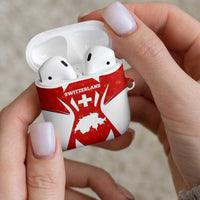 Switzerland Flag AirPods Case with Floral Pattern Red and White Sportswear - Wonder Print Shop