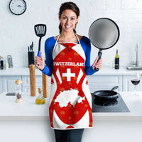 Switzerland Flag Apron with Floral Pattern Red and White Sportswear - Wonder Print Shop