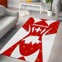 Switzerland Flag Area Rug with Floral Pattern Red and White Sportswear - Wonder Print Shop