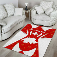 Switzerland Flag Area Rug with Floral Pattern Red and White Sportswear - Wonder Print Shop