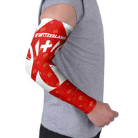 Switzerland Flag Arm Sleeves with Floral Pattern Red and White Sportswear - Wonder Print Shop