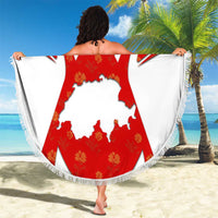 Switzerland Flag Beach Blanket with Floral Pattern Red and White Sportswear - Wonder Print Shop