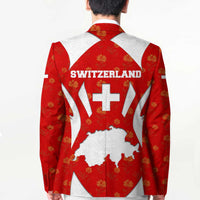 Switzerland Flag Blazer with Floral Pattern Red and White Sportswear - Wonder Print Shop