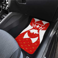 Switzerland Flag Car Mats with Floral Pattern Red and White Sportswear - Wonder Print Shop