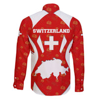 Switzerland Flag Family Matching Off The Shoulder Long Sleeve Dress and Hawaiian Shirt with Floral Pattern Red and White Sportswear - Wonder Print Shop