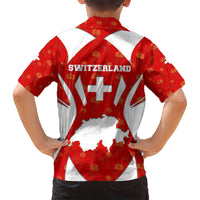 Switzerland Flag Family Matching Off Shoulder Maxi Dress and Hawaiian Shirt with Floral Pattern Red and White Sportswear - Wonder Print Shop