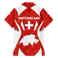 Switzerland Flag Family Matching Off Shoulder Short Dress and Hawaiian Shirt with Floral Pattern Red and White Sportswear - Wonder Print Shop