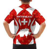 Switzerland Flag Family Matching Short Sleeve Bodycon Dress and Hawaiian Shirt with Floral Pattern Red and White Sportswear - Wonder Print Shop