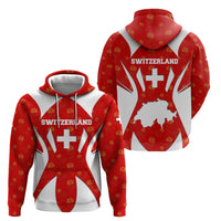 Switzerland Flag Hoodie with Floral Pattern Red and White Sportswear - Wonder Print Shop