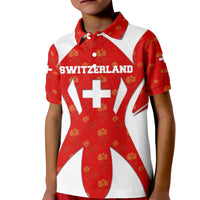 Switzerland Flag Kid Polo Shirt with Floral Pattern Red and White Sportswear - Wonder Print Shop