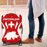 Switzerland Flag Luggage Cover with Floral Pattern Red and White Sportswear - Wonder Print Shop