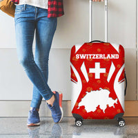 Switzerland Flag Luggage Cover with Floral Pattern Red and White Sportswear - Wonder Print Shop