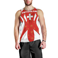 Switzerland Flag Men Tank Top with Floral Pattern Red and White Sportswear - Wonder Print Shop