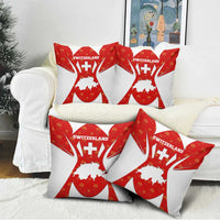 Switzerland Flag Pillow Cover with Floral Pattern Red and White Sportswear - Wonder Print Shop