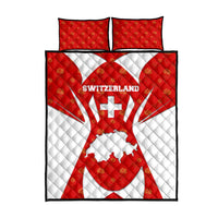Switzerland Flag Quilt Bed Set with Floral Pattern Red and White Sportswear - Wonder Print Shop