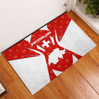 Switzerland Flag Rubber Doormat with Floral Pattern Red and White Sportswear - Wonder Print Shop