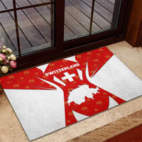 Switzerland Flag Rubber Doormat with Floral Pattern Red and White Sportswear - Wonder Print Shop